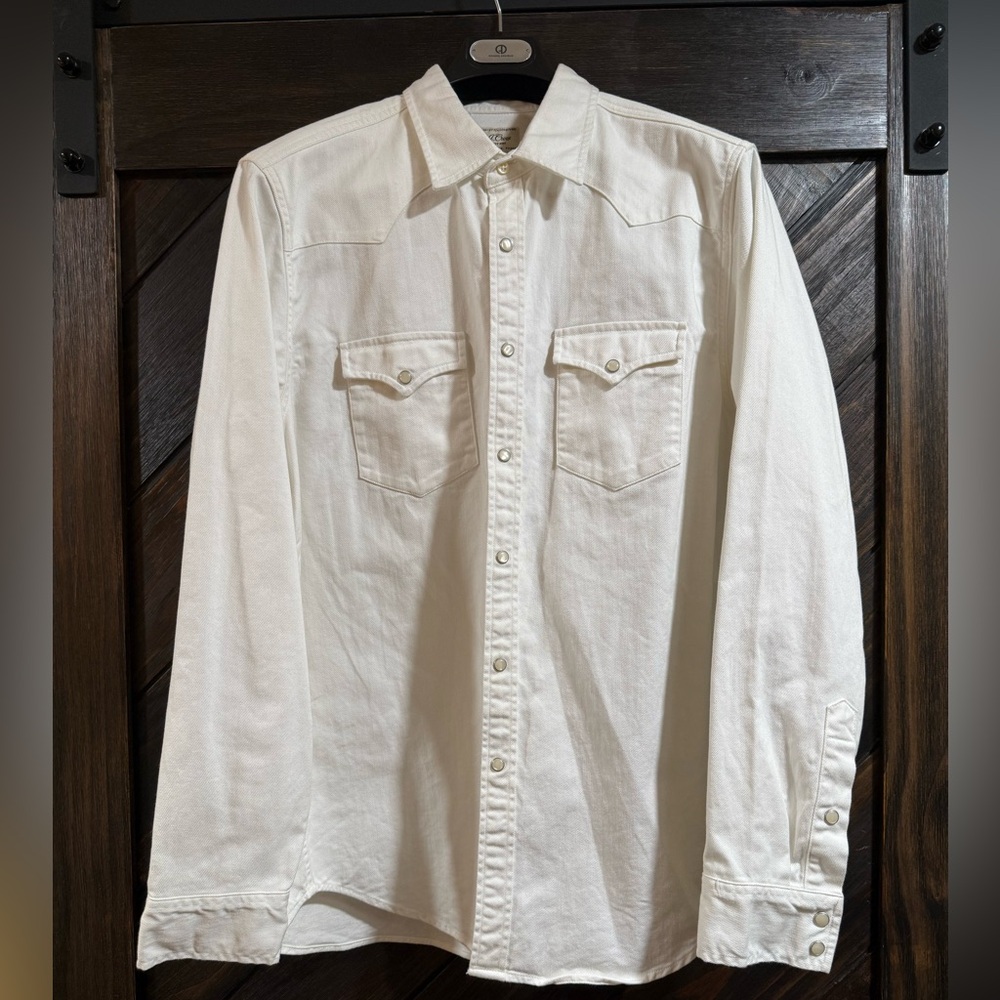 J Crew Pearlsnap Western Shirt in White Denim